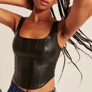 Abercrombie & Fitch Faux Leather Corset Tank Top